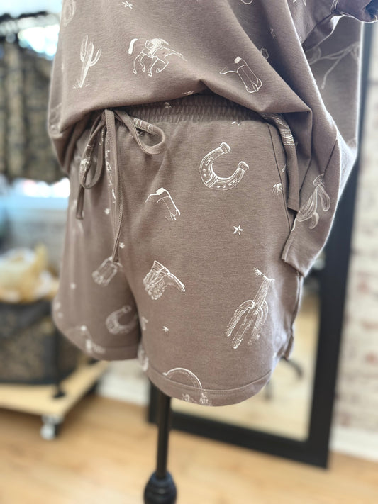 Desert Doodle Shorts |Charcoal|