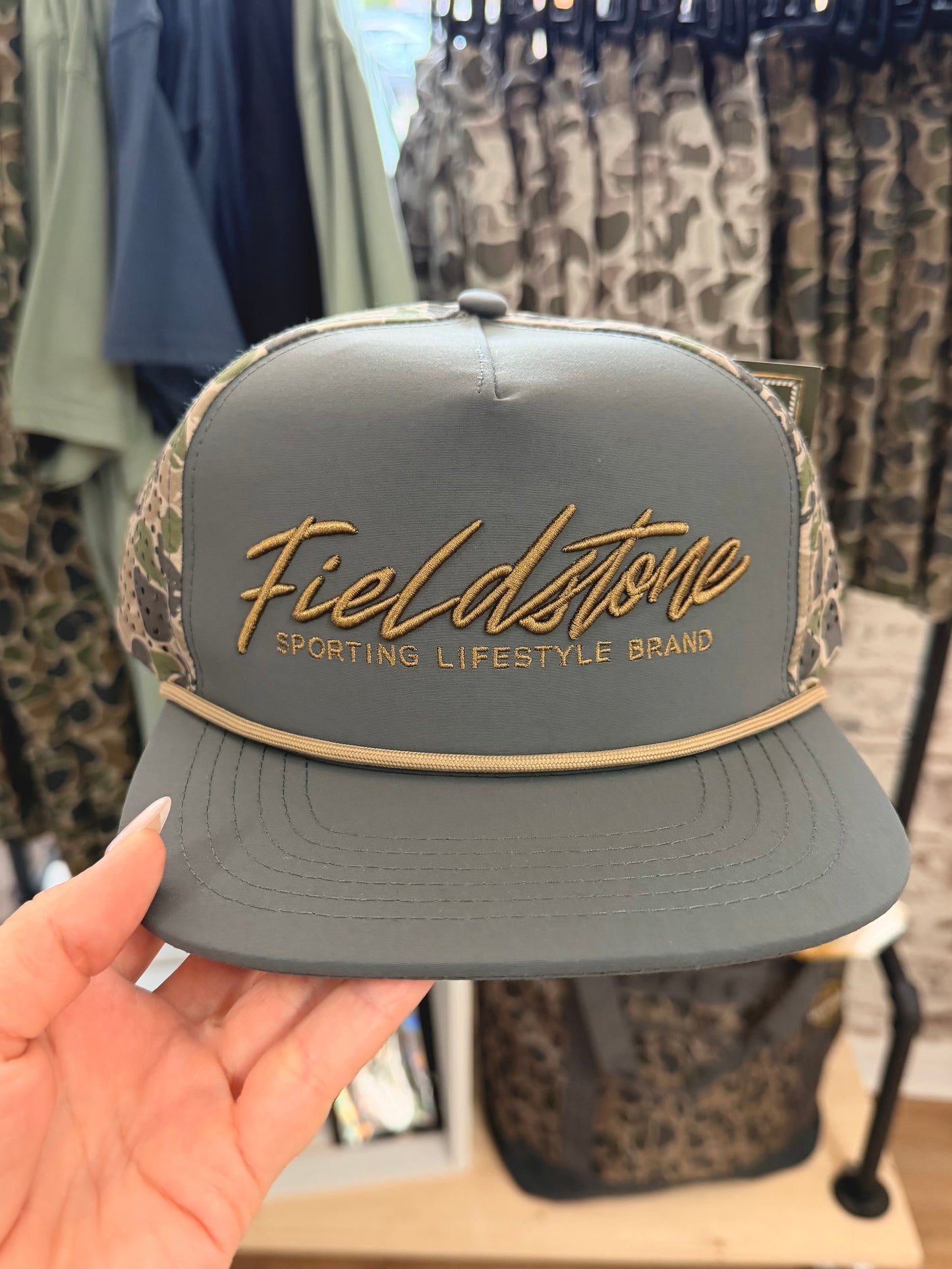 Performance Backwoods Camo Script Logo Rope Hat
