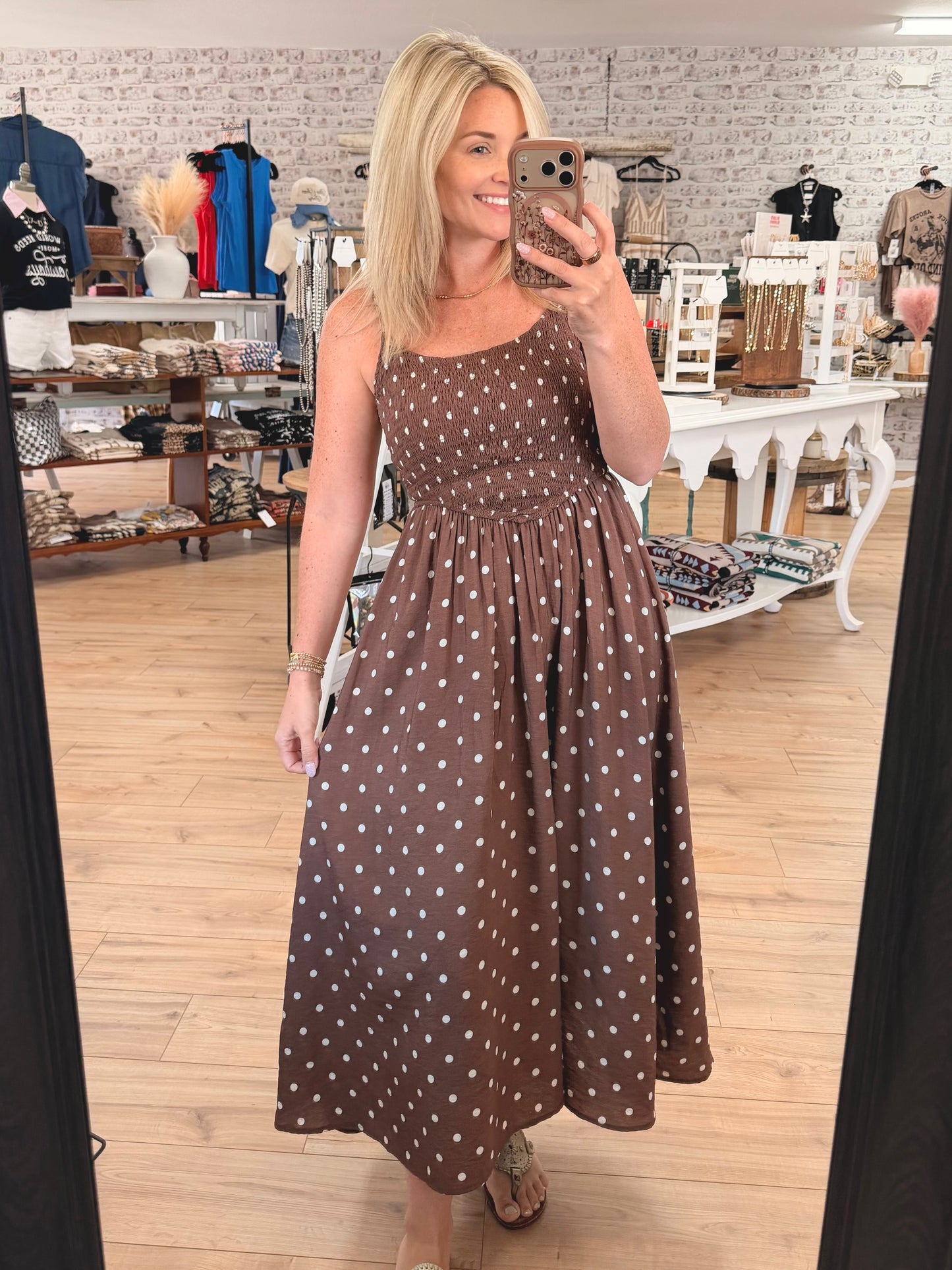 Prairie Polka Midi Dress