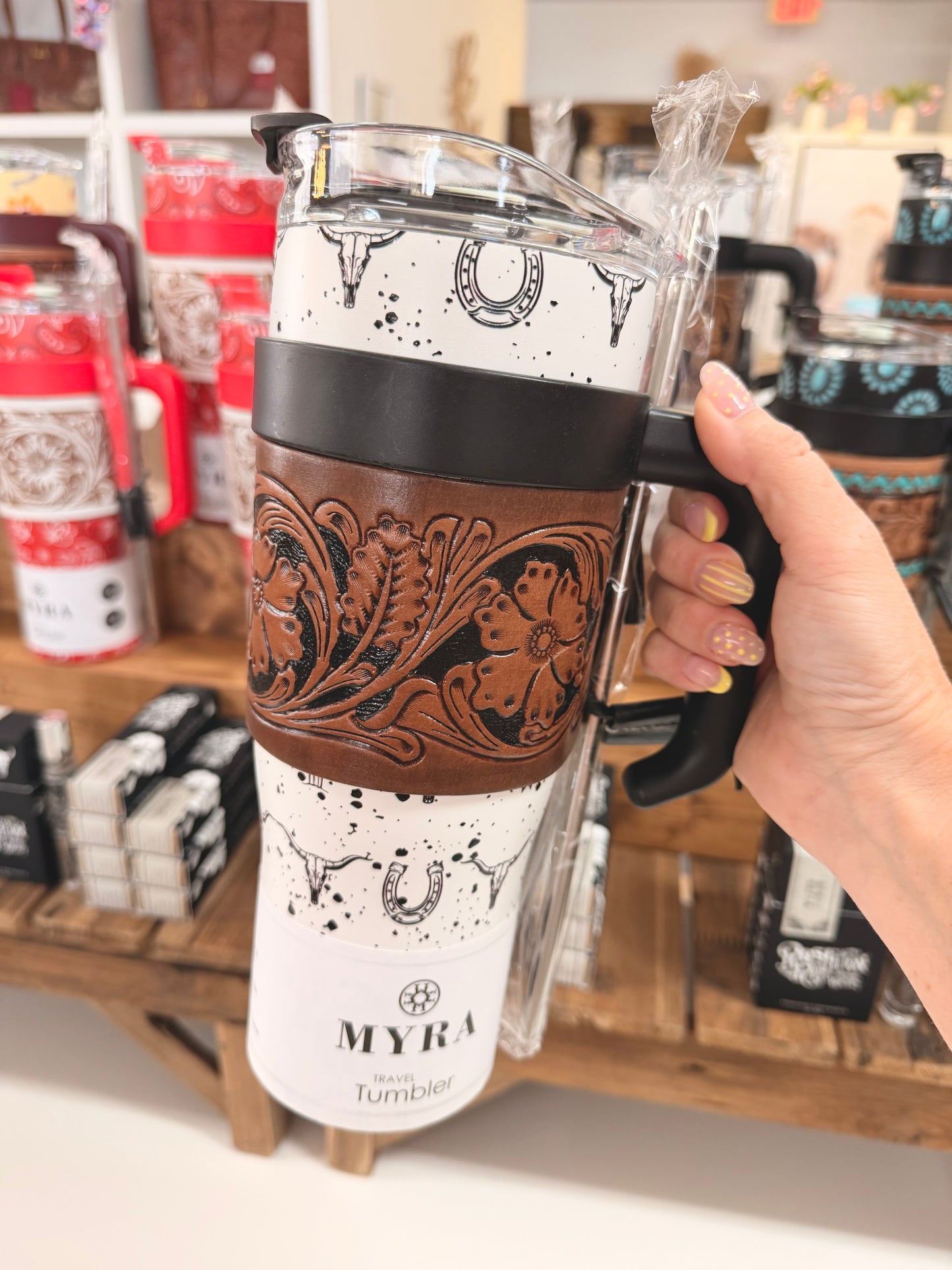 Westmark Tooled Western Tumbler W/Leather Wrap