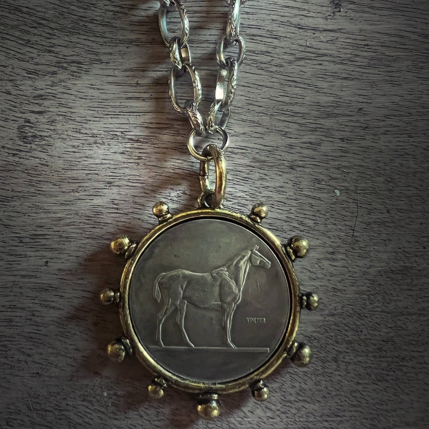 Pony Club Necklace  |Silver/Bronze Bezel|