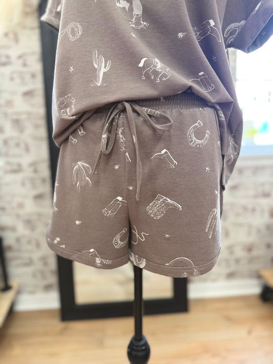 Desert Doodle Shorts |Charcoal|
