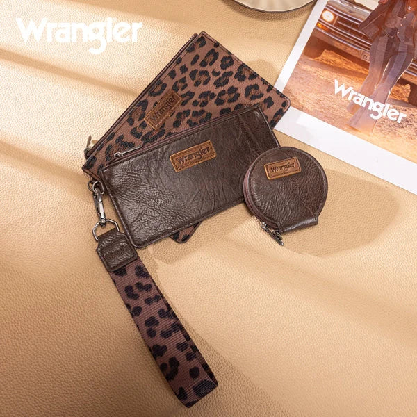 Wrangler Leopard Print Dual Pouch Wristlet