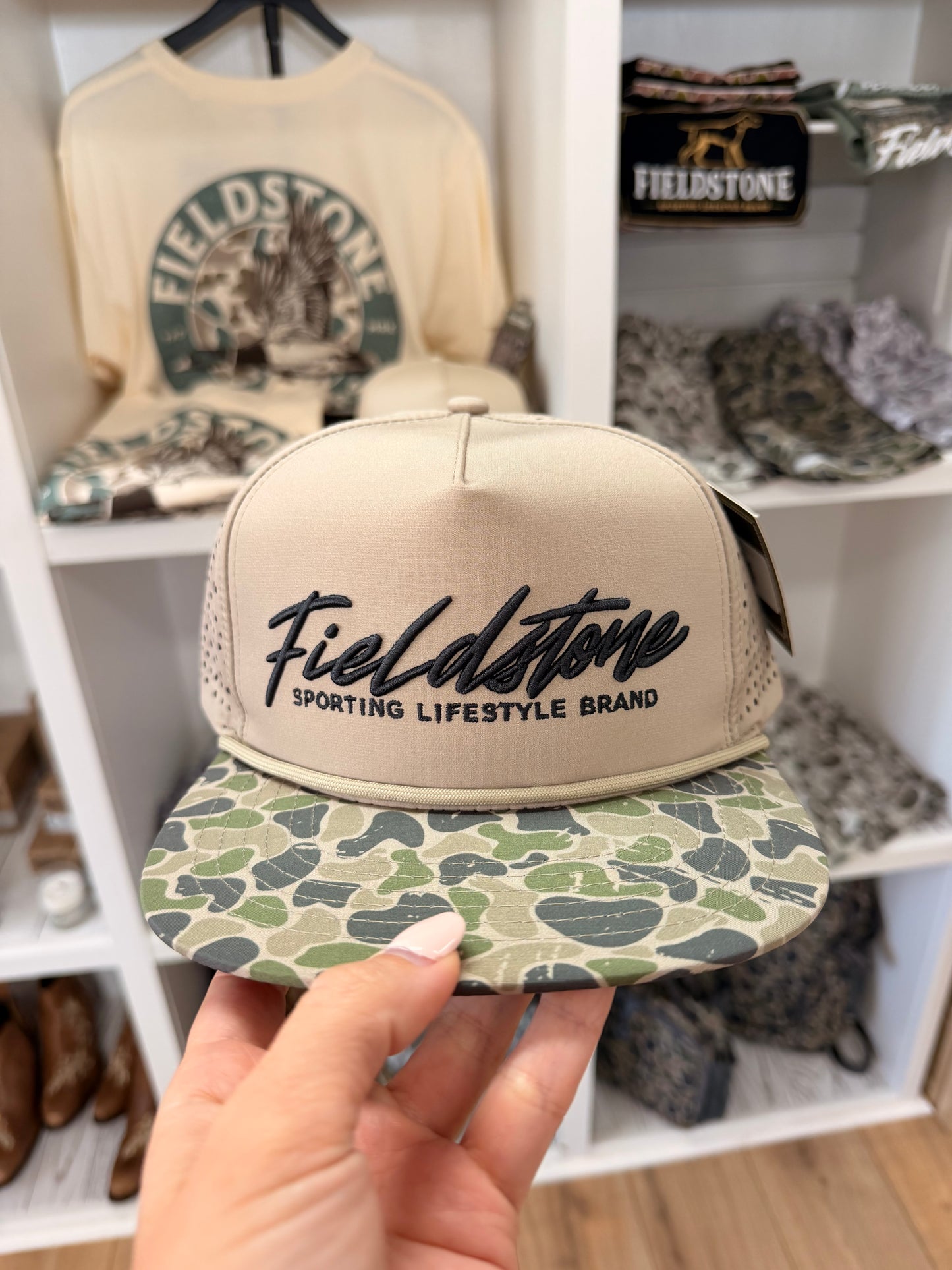 Backwoods Camo Bill Full Logo Performance Hat