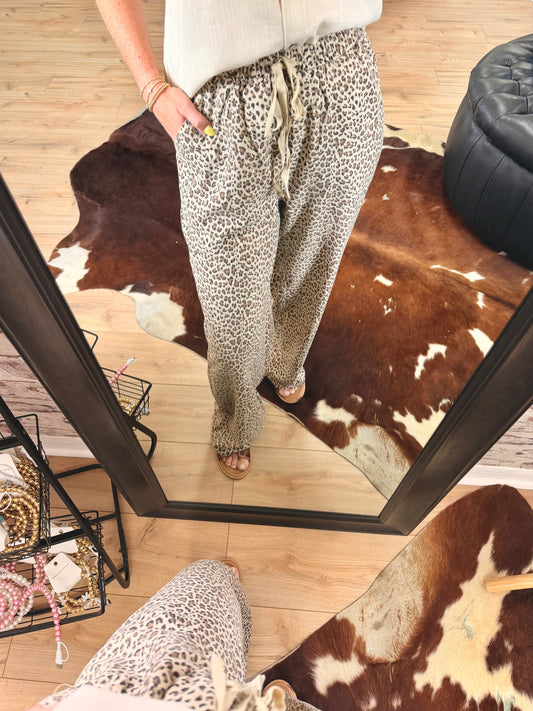 Roam Free Leopard Linen Pants