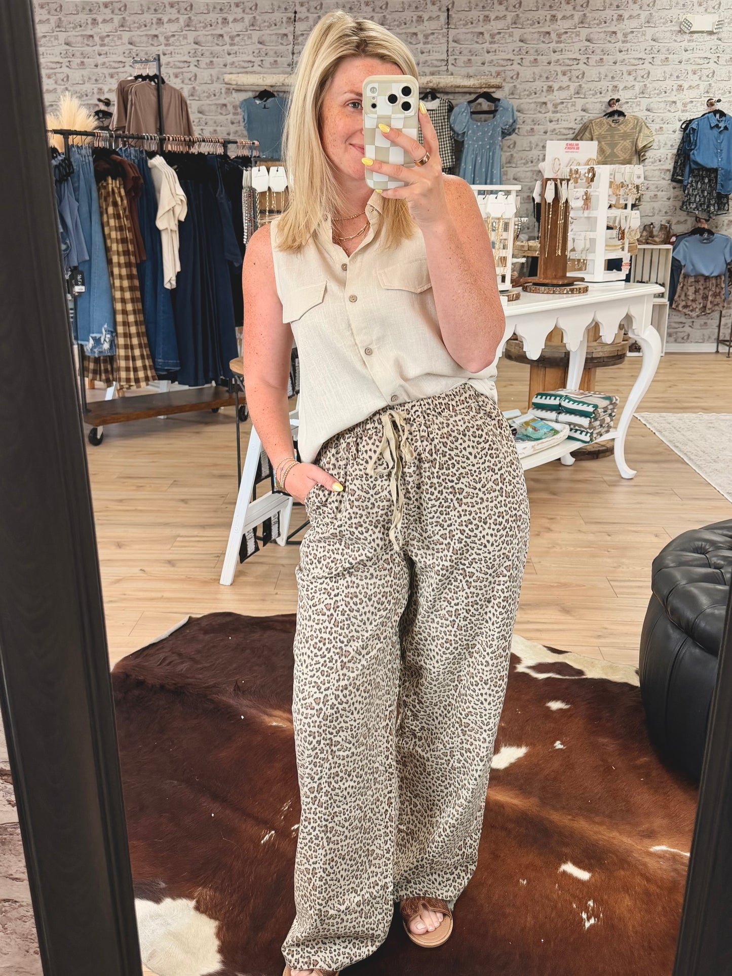 Roam Free Leopard Linen Pants