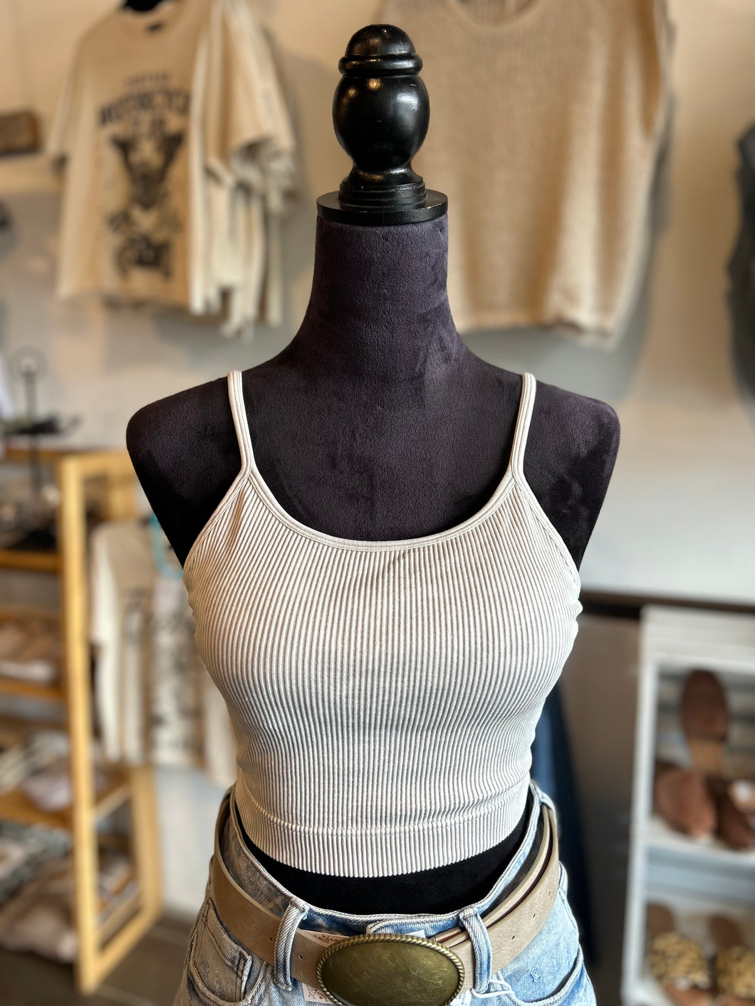 The Kira Crop Tank |Bone|