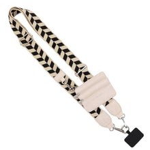 Load image into Gallery viewer, Clip &amp; Go Crossbody Strap w/Zippered Pouch: Blk/Crm Chevron
