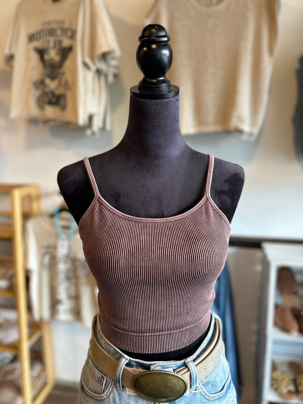 The Kira Crop Tank |Brown|
