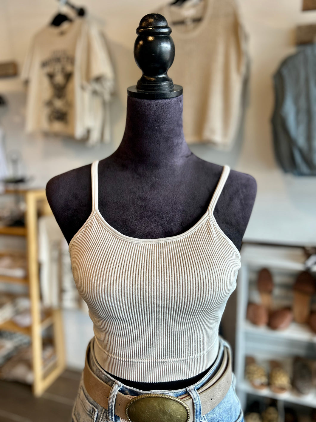 The Kira Crop Tank |Sand Beige|