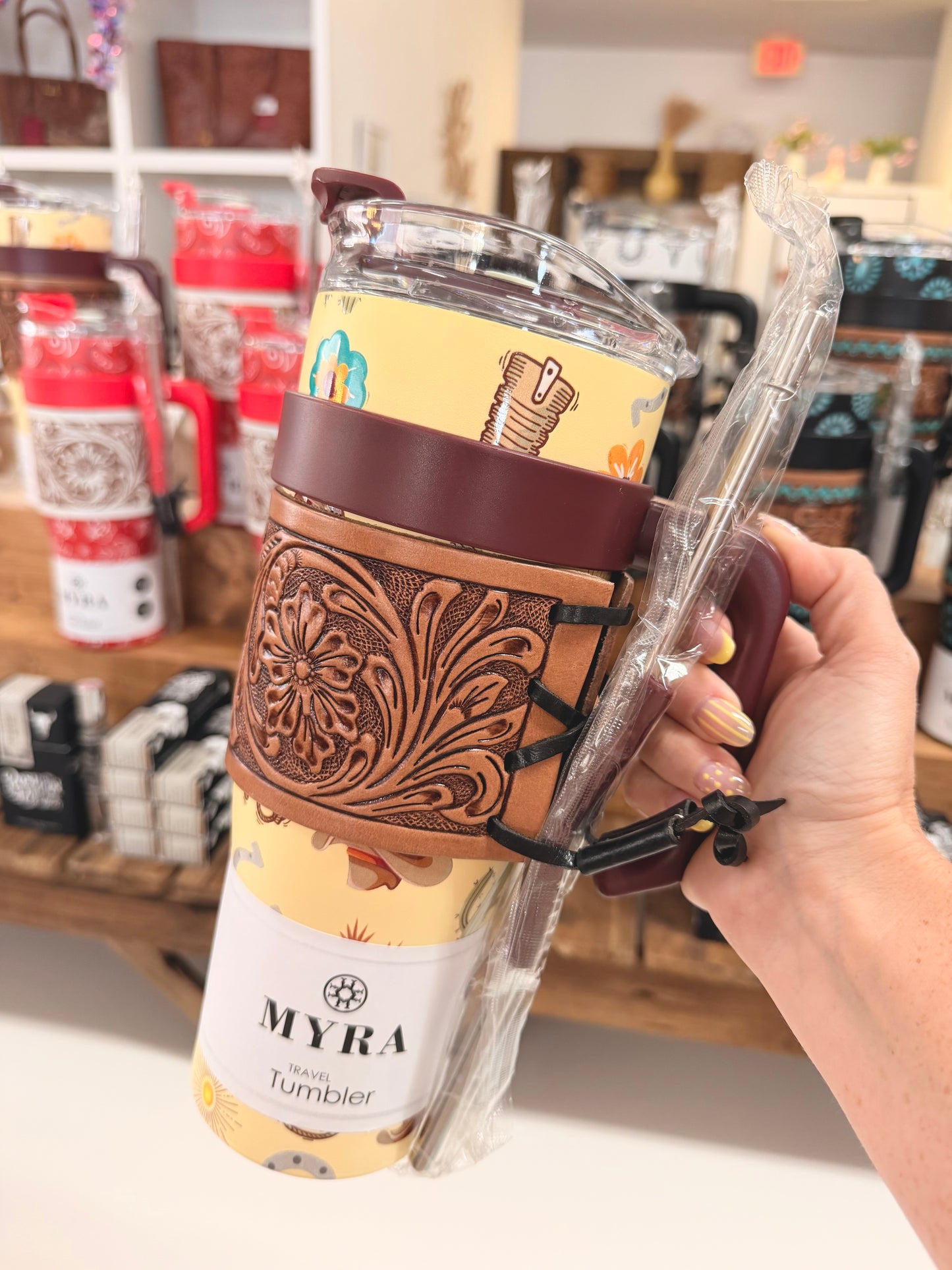 Trailkissed Western Tumbler W/Leather Wrap