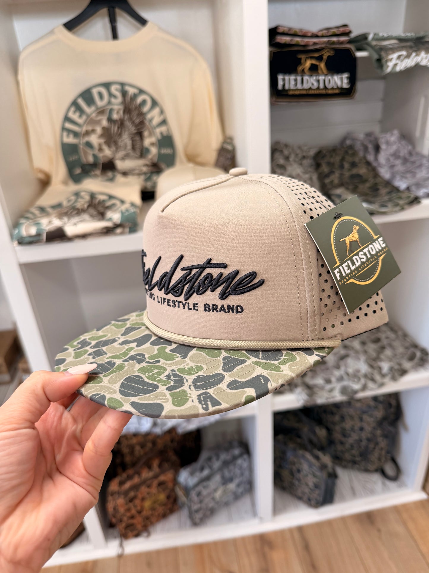 Backwoods Camo Bill Full Logo Performance Hat