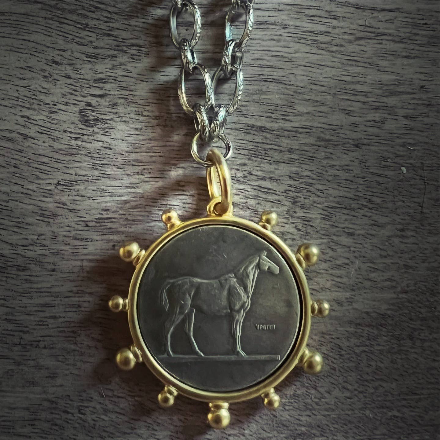 Pony Club Necklace |Silver/Matte Gold Bezel|