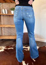 Load image into Gallery viewer, Howdy Distressed Flare Jeans - Medium Wash
