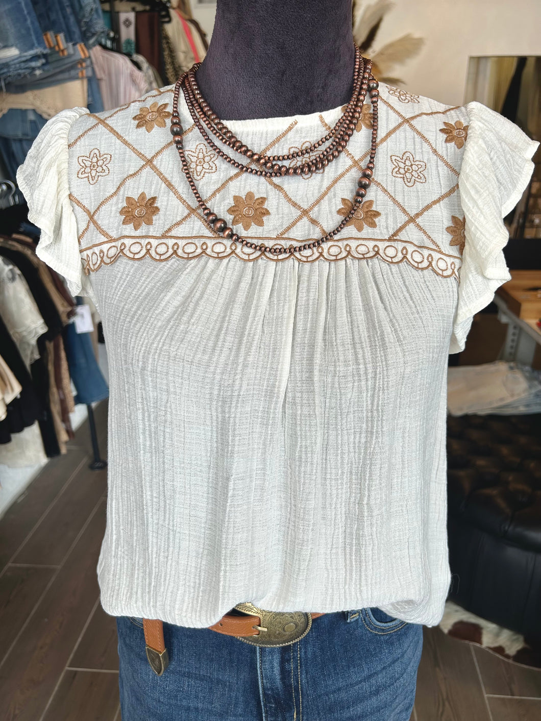 Wildflower Rodeo Top |Ivory|