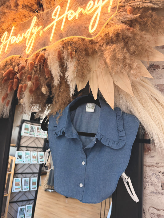 Denim Ruffle Collar