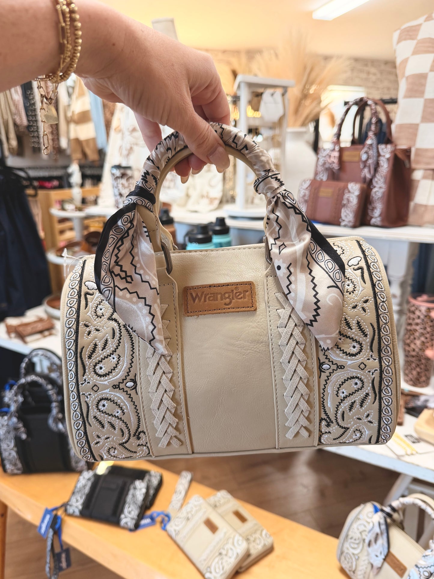 Wrangler Bandana Barrel Tote Bag |Tan|