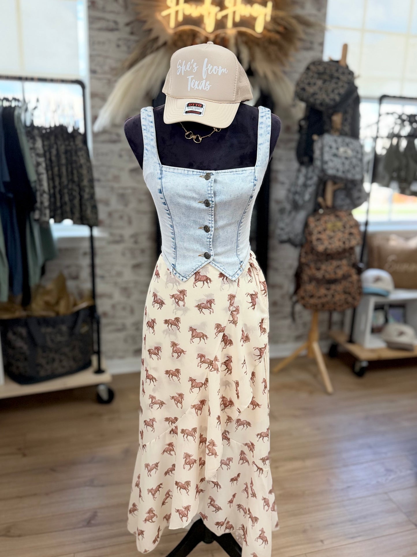 Cowgirl Code Denim Corset Top