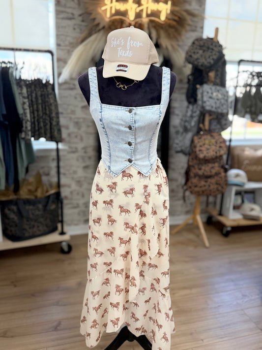 Cowgirl Code Denim Corset Top