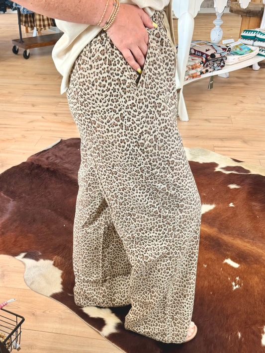 Roam Free Leopard Linen Pants