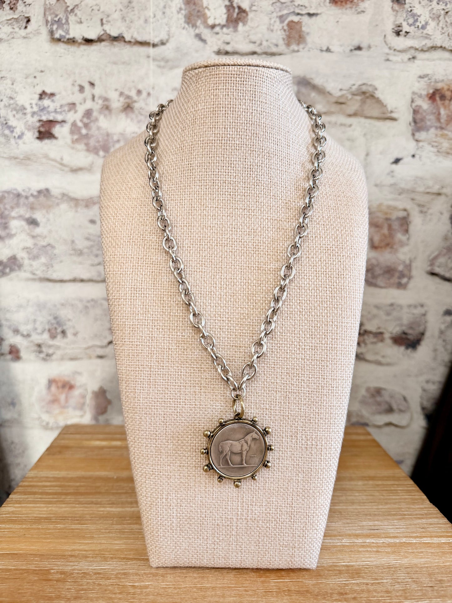 Pony Club Classic Necklace  |Silver/Bronze Bezel|