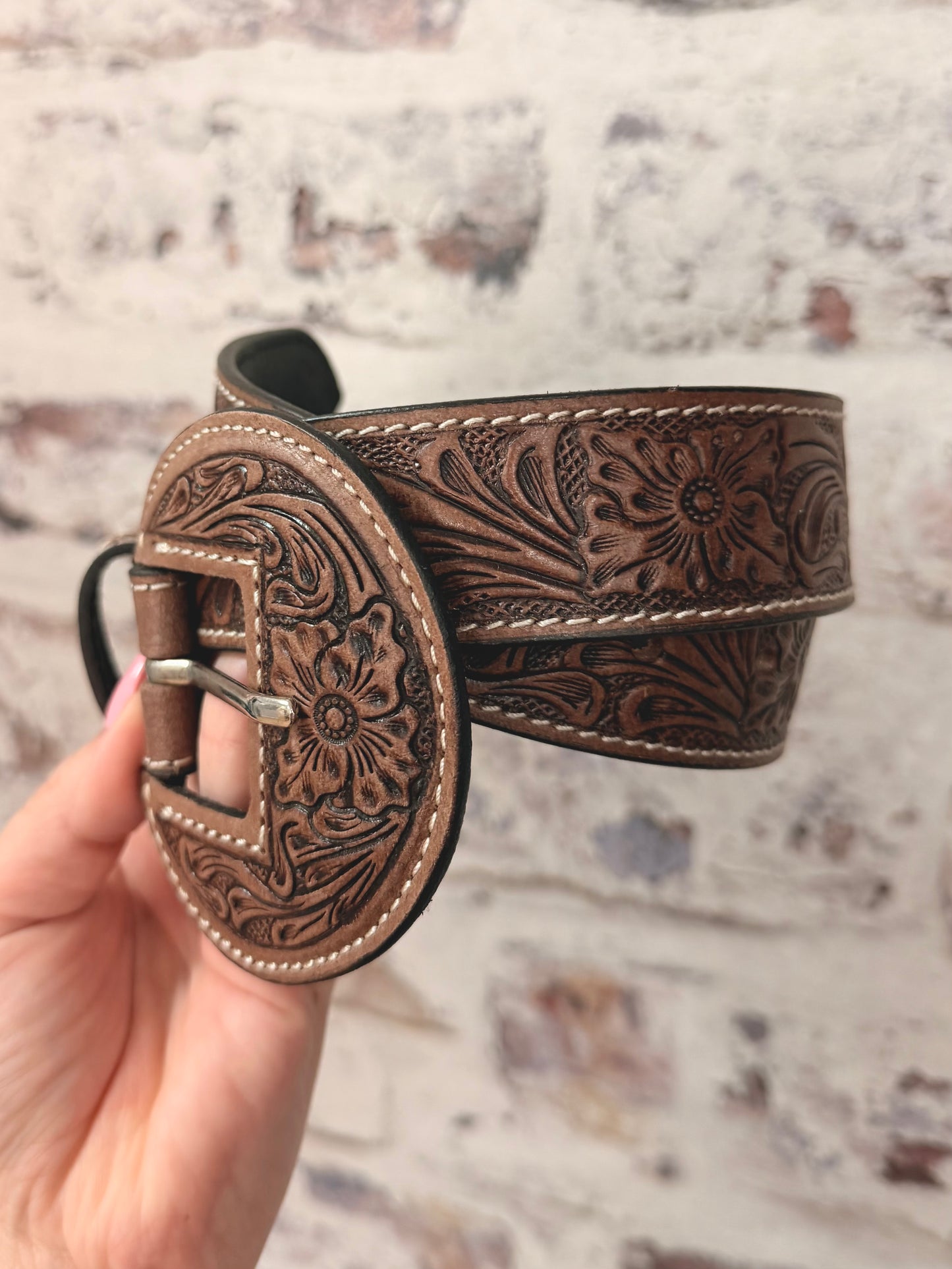Lariat Rose Leather Belt