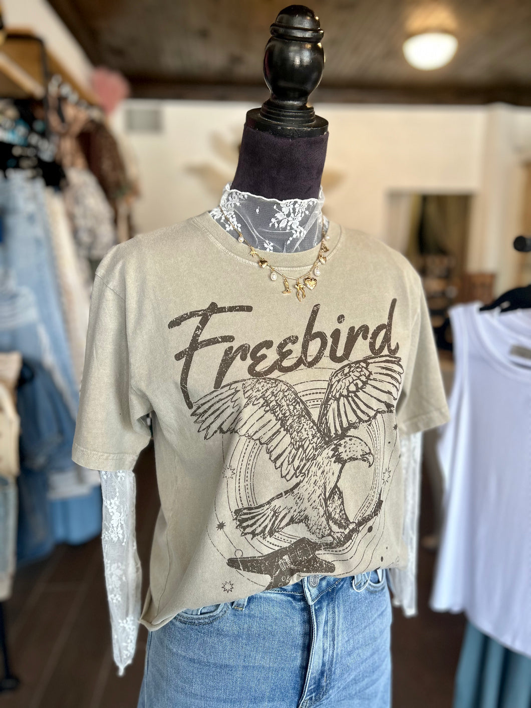 Free Bird 1776 Crop Tee |Mocha|