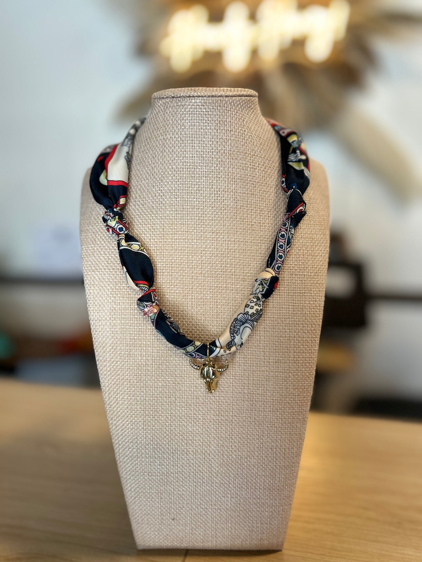 No Bull Navy Scarf Necklace