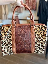 Load image into Gallery viewer, MW Floral Tooled Leather Duffle |Leopard|
