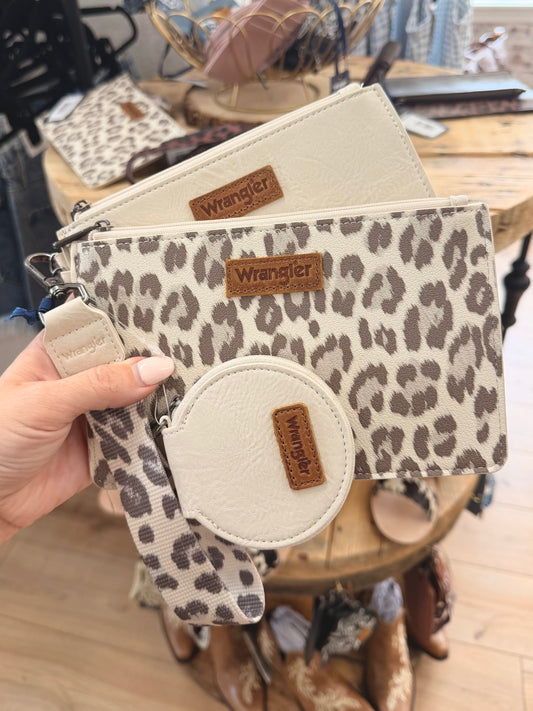 Wrangler Leopard Print Dual Pouch Wristlet