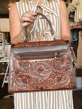 Load image into Gallery viewer, Savannah Scroll Myra Bag |Dark Brown|
