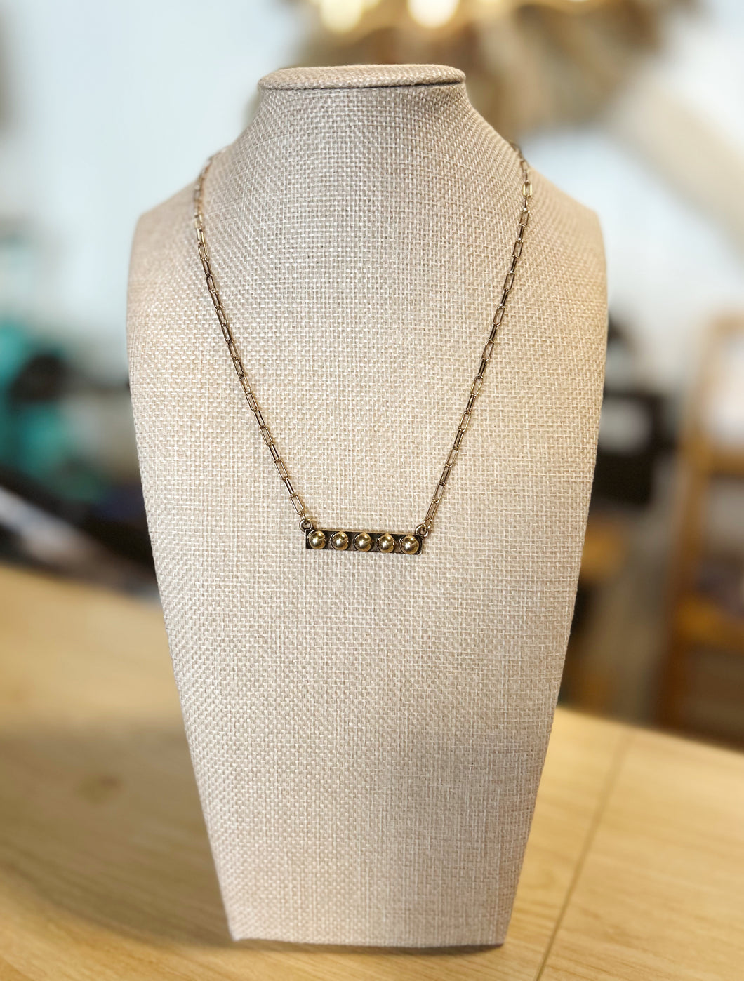 Lariat Loop Bar Necklace |Gold|