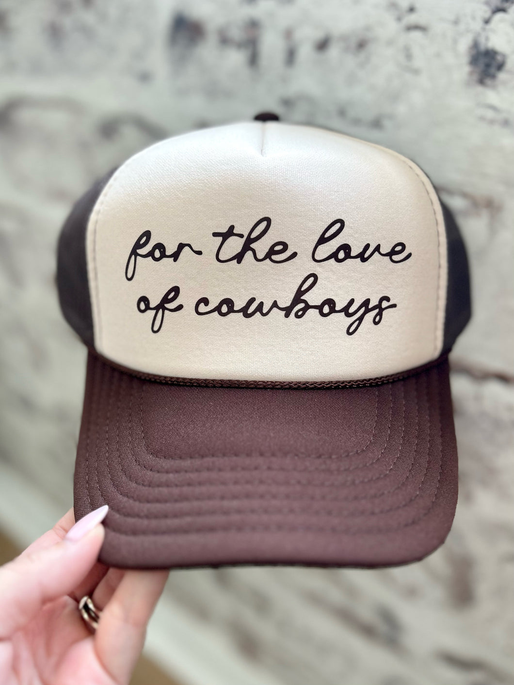 FOR THE LOVE OF COWBOYS TRUCKER HAT BROWN/TAN
