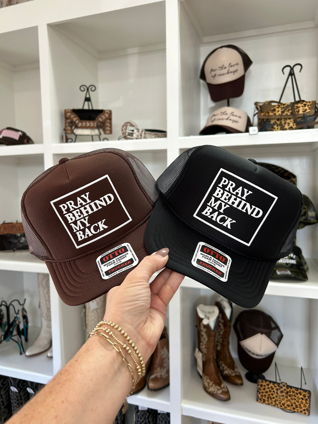 Pray Behind My Back Trucker Hat |Black|