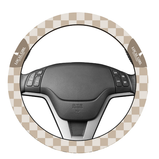Local Girl Steering Wheel Cover | Khaki Check|