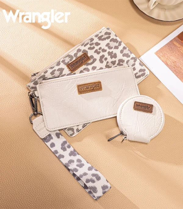 Wrangler Leopard Print Dual Pouch Wristlet
