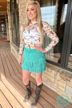 Load image into Gallery viewer, Fort Worth Fringe Skirt {{Turquoise}}
