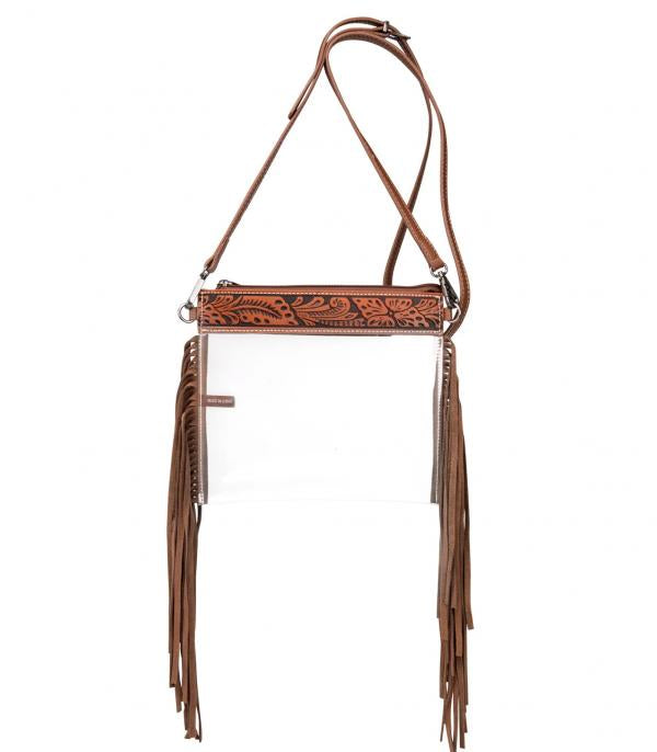 Cheetah Print Clear Crossbody With Fringe Stadium Bag Western 